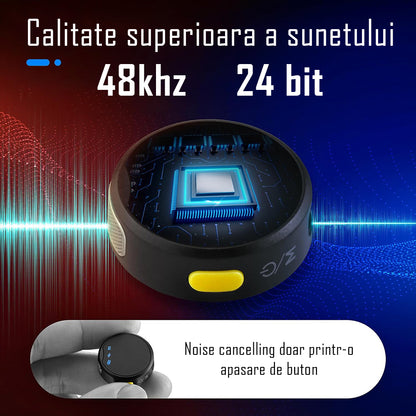 Set 2 microfoane lavaliera profesionale wireless, conectare 2.4G, 2 adaptoare separate type C si lightning, Indicatori led, fara fir, prindere magnetica sau tip lant, plug & play