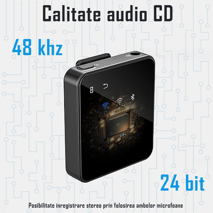 Set 2 microfoane lavaliera profesionale wireless, conectare 2.4G, sistem de procesare sunet inteligent, conectare type C si lightning, fara fir, plug & play